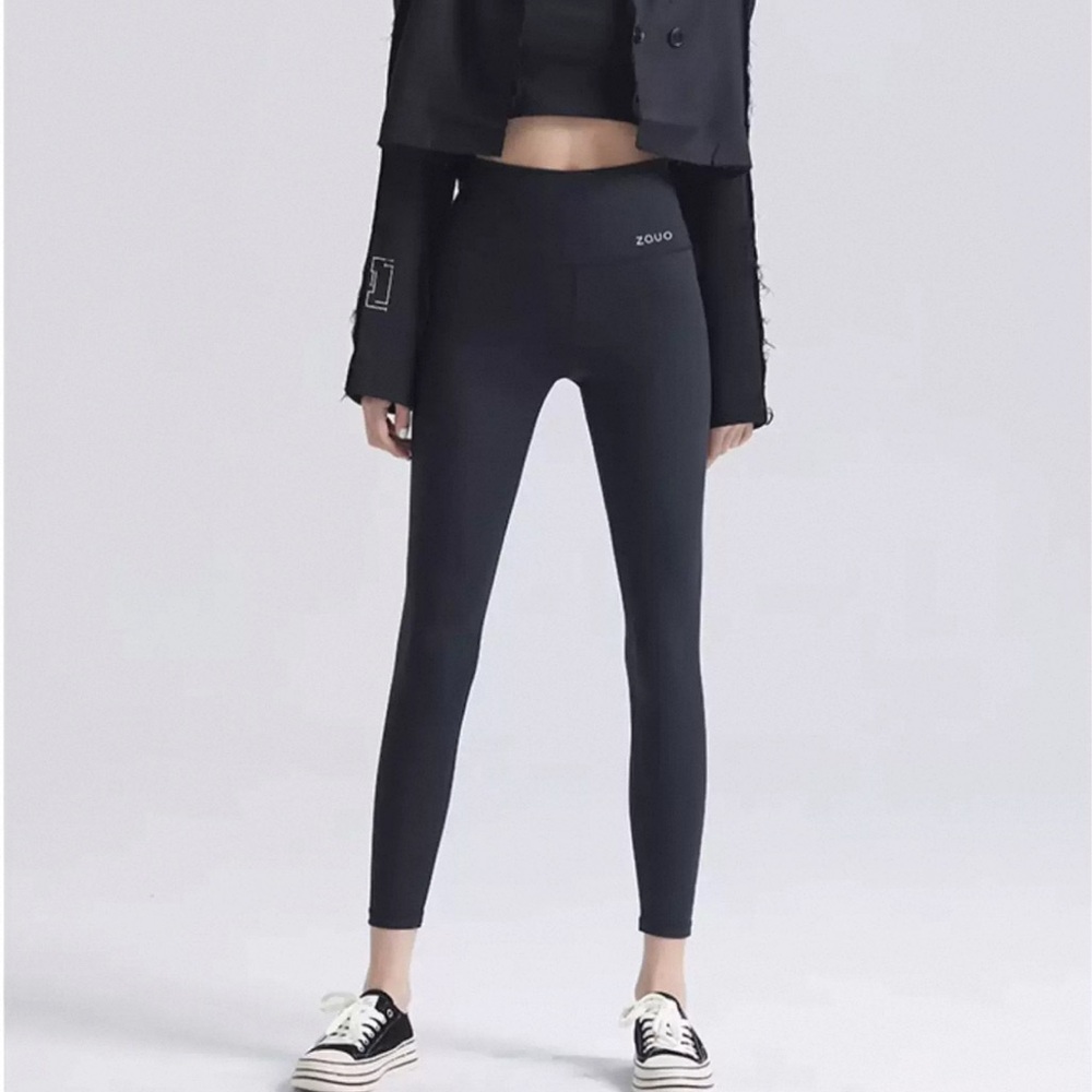 Luxury Korean Brand Zauo Athleisure Style Black Leggings, XS